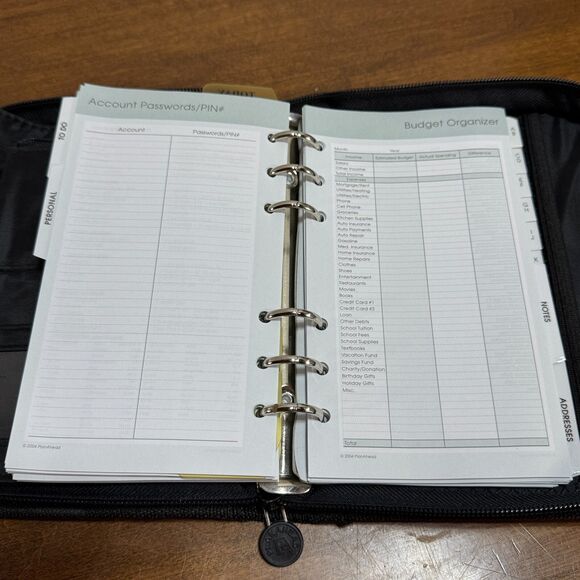 PlanAhead 6 Ring Planner Black Organizer Undated Calendar Inserts Pockets - Picture 16 of 16